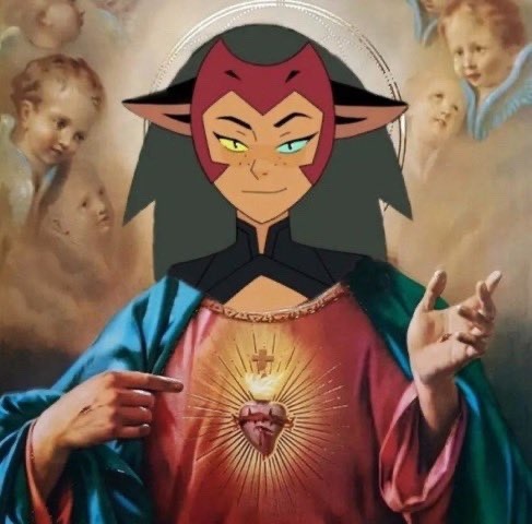An image of Jesus with his head replaced by an image of Catra. The most beautiful image I've ever seen.